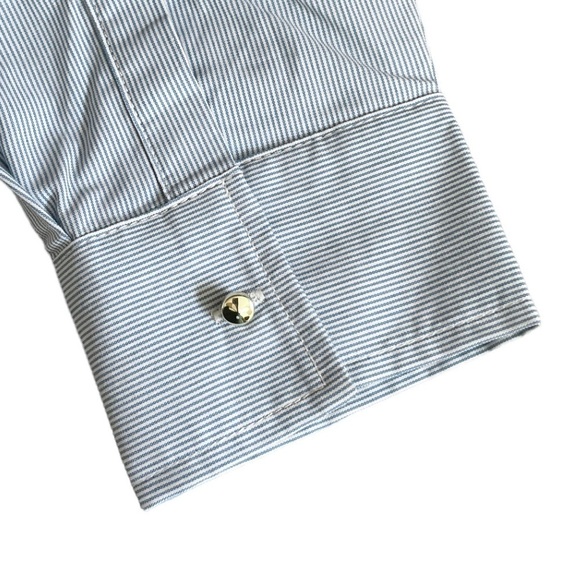 🌺 Marc New York Blue Floral Lace Pinstripe Poplin Button Down Shirt Size M - Picture 8 of 12